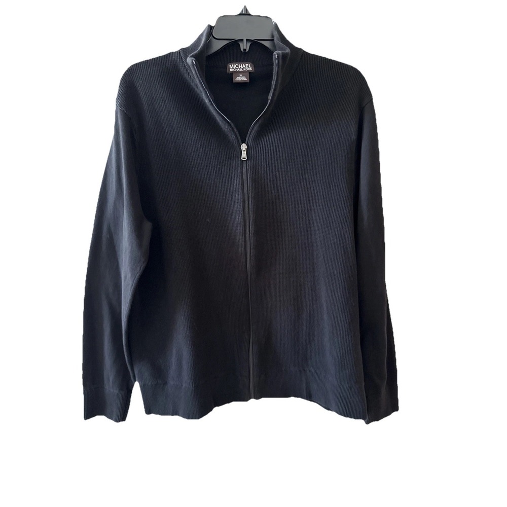 Michael Kors Men's Full Zip Black Sweater‎ Size XL Fall Hiking Casual Workwear